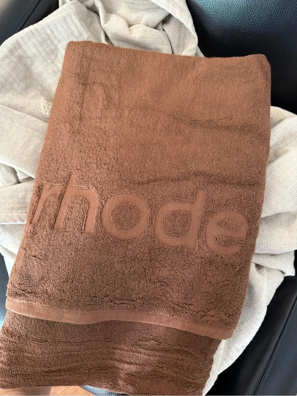 RHODE Brown Logo Jacquard terry Bath Towel